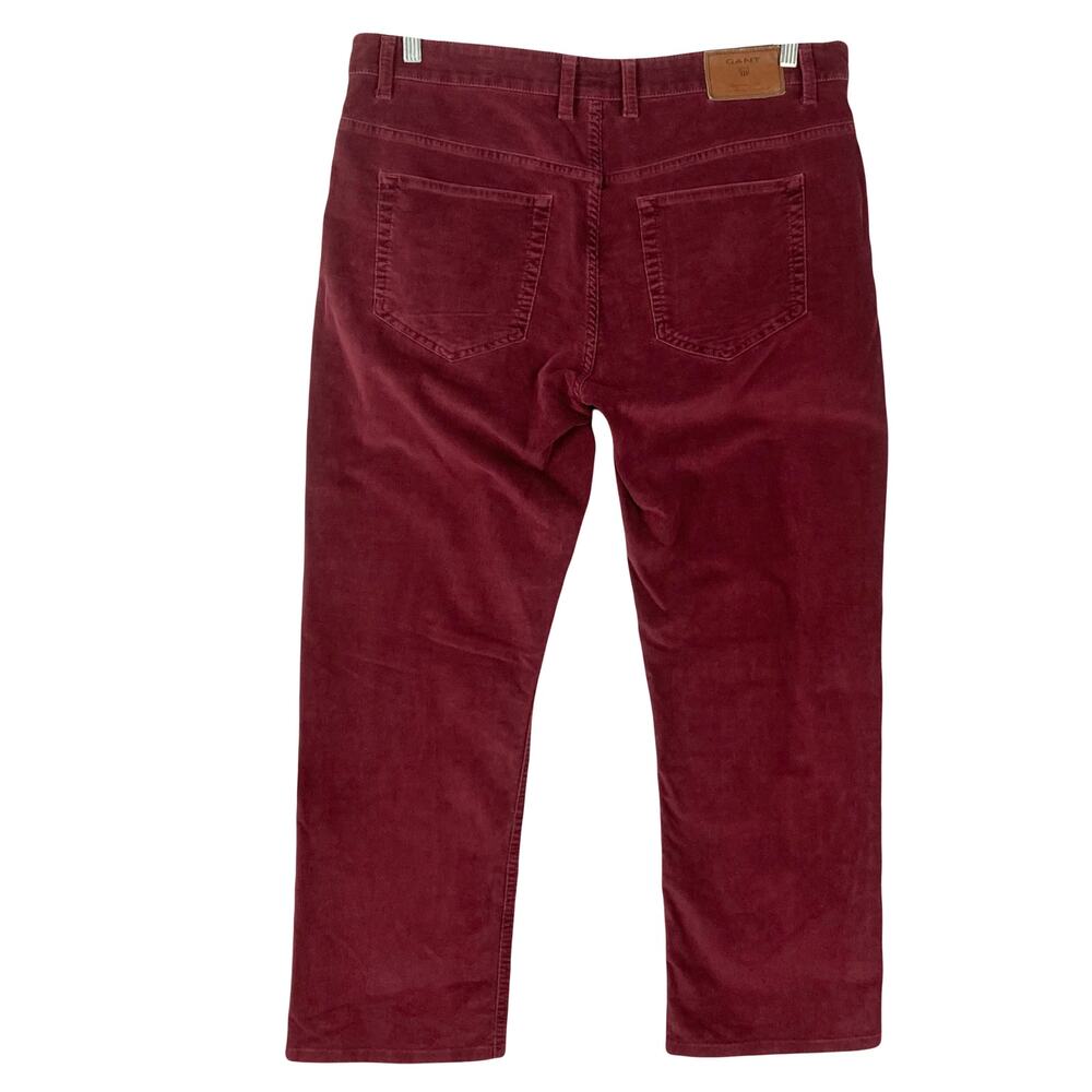 Gant Pants 38x34 Burgundy-Red Jason Straight Zip Pockets Cotton Stretchy View 2